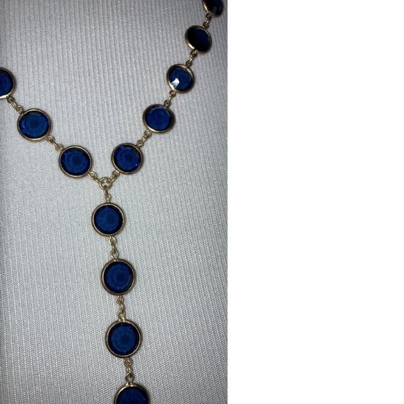 TRADED NWT Chico's Gold & Blue Statement Necklace - Picture 2 of 7
